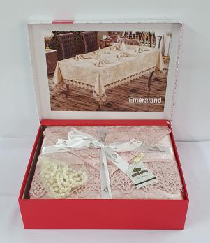 Скатерть Set Велюр Maison Royale 160x350+12 psc Emerald Powder