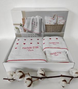 Рушники Maison D'or 3шт Candy Love White-Red