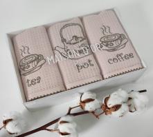 Полотенца Maison D'or 3шт Waffle Terry Napkins 40x70 Rose