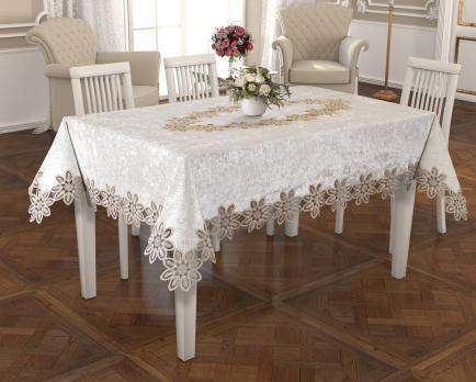 Скатерть Велюр Acme Tekstil 160x260 Daisy Krem PVS