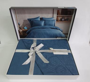 Постельное белье Saheser Jacquard Vip Satin 200X220 Honey Koyu Mavi