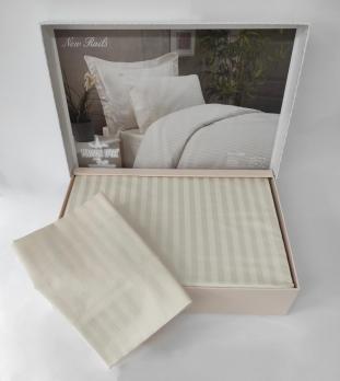 Постільна білизна Maison D'or сатин страйп 200х220 Rails Cream