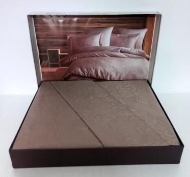 Постільна білизна Saheser Jacquard Vip Satin 200X220 Rosella Gul/Kahve