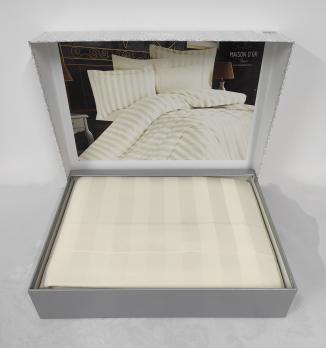 Постільна білизна Maison D'or сатин страйп 200х220 Fous Linens Ecru