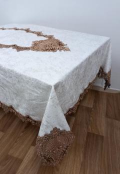Скатерть Велюр Acme Tekstil 160x220 Payidar Krem-Gold PVS