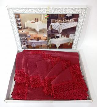 Скатерть Set Zelal 160x220+6 psc Red