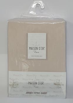 Простынь на резинке 240x260 с наволочками Сатин Maison D'or Beige