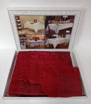 Скатерть Set Zelal 160x220+8 psc Kirmizi