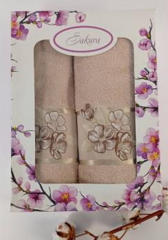 Набір махрових рушників 2 шт Flowers Bej