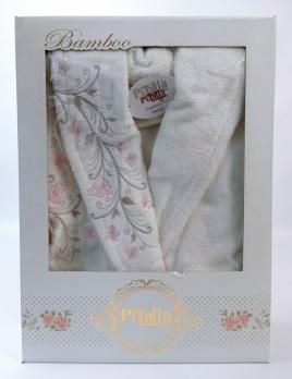 Халат жіночий Pupilla Collection Bamboo White-Pink M-L