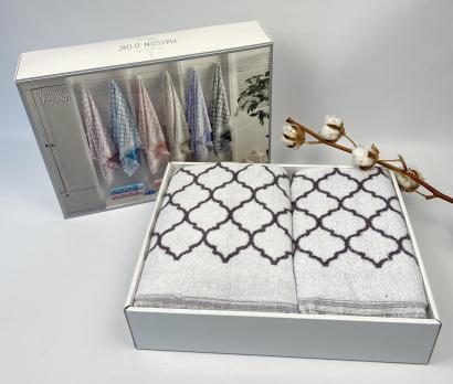 Полотенца Maison D'or 2шт Lorenza Grey-White