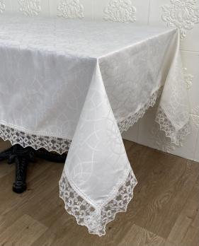 Скатерть Masali полиэстер с кружевом 110х160 Model 513 Cream