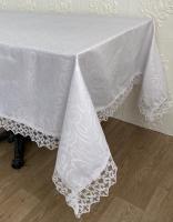 Скатертина Masali поліестер з мереживом 160х260 Model 514 White