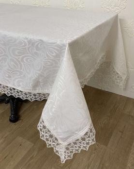 Скатерть Masali полиэстер с кружевом 160х400 Model 514 Cream