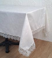 Скатерть Masali полиэстер с кружевом 140х180 Model 512 Cream
