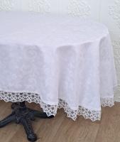 Скатерть Masali полиэстер с кружевом 160х260 ovale Model 512 White