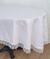 Скатерть Masali полиэстер с кружевом 160х260 ovale Model 513 Cream