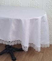 Скатерть Masali полиэстер с кружевом 160х220 ovale Model 514 White