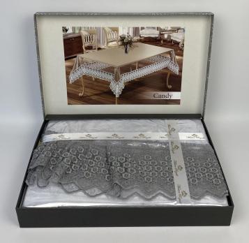 Силиконова скатертина з мереживом Maison Royale 160х220 ovale Candy Silver