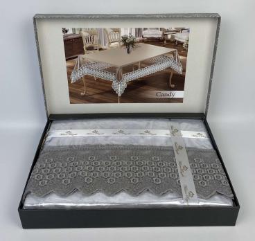 Силиконова скатертина з мереживом Maison Royale 160х300 Candy Silver
