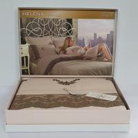 Постільна білизна Maison D'or сатин з мереживом 200х220 Helena Beige