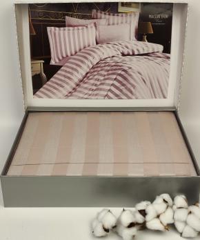 Постільна білизна Maison D'or сатин страйп 200х220 Fous Linens Lilac