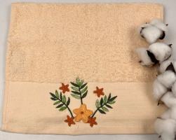 Махровое полотенце Ma Me 30х50 Flowers 1 Персиковое