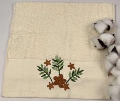 Махровое полотенце Ma Me 30х50 Flowers 1 Молочное