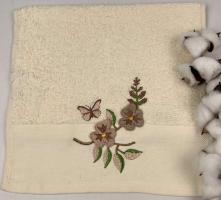 Махровое полотенце Ma Me 30х50 Flowers 2 Молочное