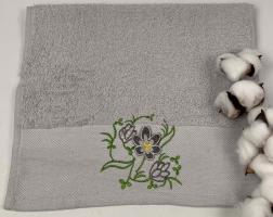 Махровое полотенце Ma Me 30х50 Flowers 3 Серое
