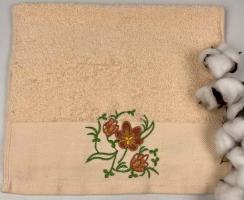 Махровое полотенце Ma Me 30х50 Flowers 3 Персиковое