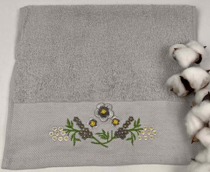 Махровий рушничок Ma Me 30х50 Flowers 4 Сірий