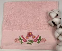Махровий рушничок Ma Me 30х50 Flowers 4 Рожевий