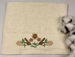 Махровий рушничок Ma Me 30х50 Flowers 4 Молочний