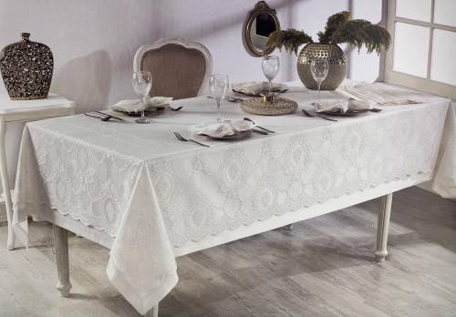 Скатертина Set Maison D'or 160x270+150x260+8pcs+8psc Marinella T.Cloth Ecru