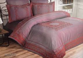 Постельное белье Maison D'or сатин бамбук с вышивкой 200х220 Tom Ross Grey-Bordo