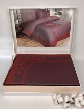 Постельное белье Maison D'or сатин бамбук с вышивкой 200х220 Tom Ross Grey-Bordo