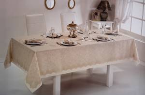 Скатерть Set Maison D'or 160х320+150x310+8psc+8psc Plain&Lace:331 DES. Beige