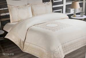 Постельное белье Maison D'or сатин бамбук с вышивкой 200х220 Tom Ross Ecru-Beige