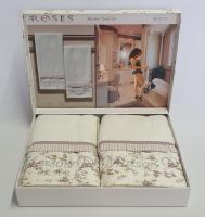 Полотенца Maison D'or 2шт Roses Бамбук 50x100 Ekru Dark Lilac