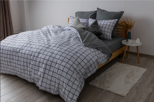 Комплект постільної білизни "Happy Sleep"полуторний (Grey Check 50*70)