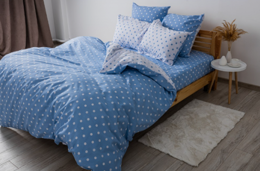 Комплект постельного белья "Happy Sleep"полуторный (Light Blue Dots 50*70)