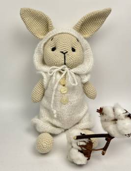 Іграшка ручної роботи Little white bunny 35см
