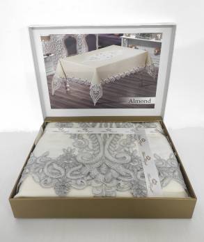 Скатерть с кружевом Maison Royale 160x260 Almond Grey