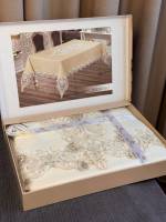 Скатерть с кружевом Maison Royale 160x350 Almond Cappucino