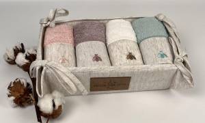 Рушники Maison D'or 4шт Bee 30x50 Ecru-Rose-Darl lilac-Mint