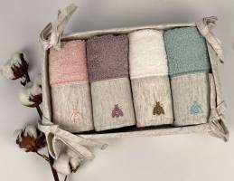 Рушники Maison D'or 4шт Bee 30x50 Ecru-Rose-Darl lilac-Mint
