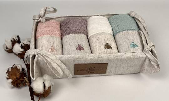 Рушники Maison D'or 4шт Bee 30x50 Ecru-Rose-Darl lilac-Mint