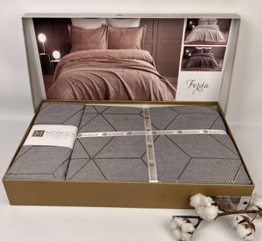 Покривало Moda Box 240х260 з наволочками Ferda Anthracite