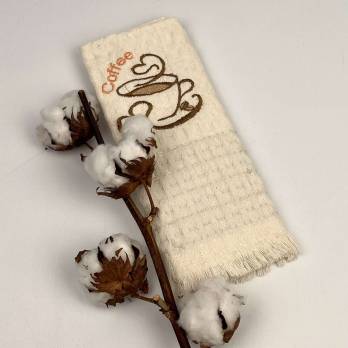 Вафельний кухнний рушник 45х65 Coffee White